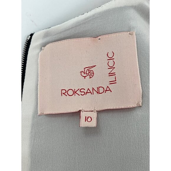 Roksanda Ilincic Color Block Midi Dress Size 10 Multicolored Half Sleeve Back Zi - Picture 5 of 10